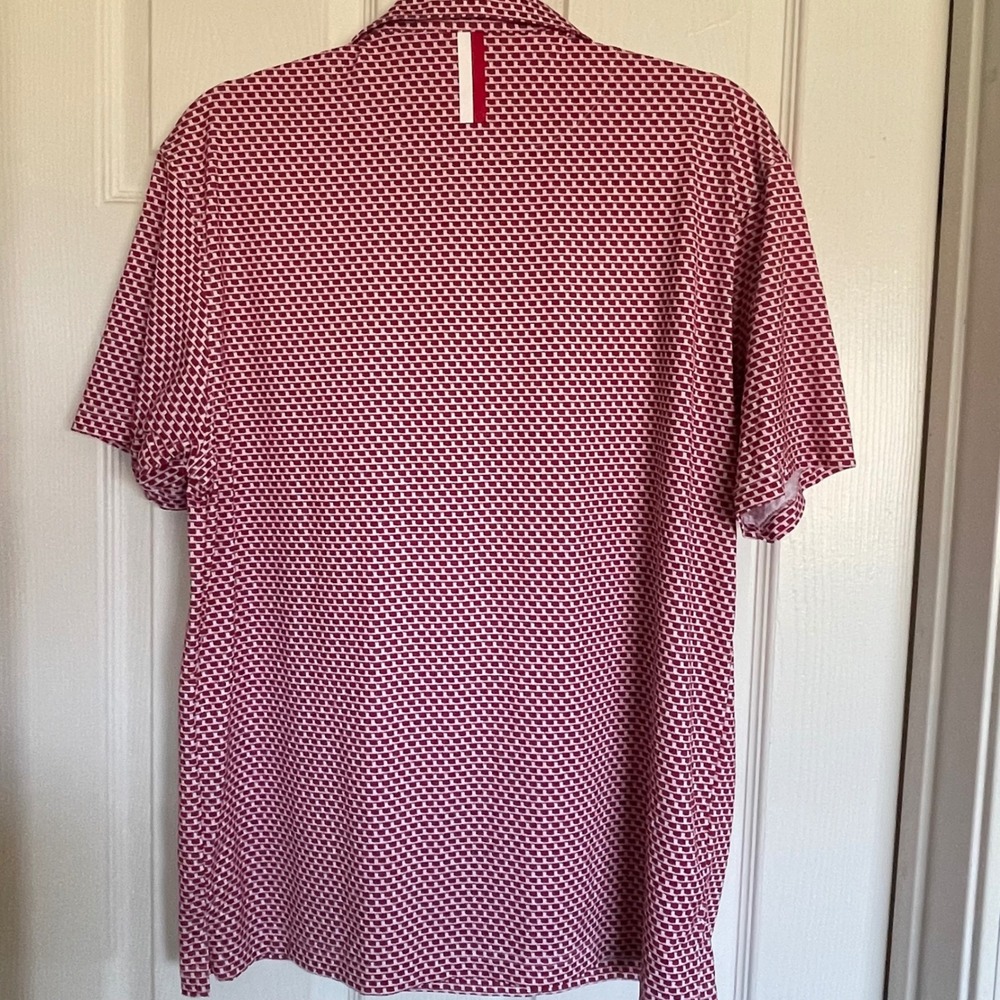 Rhoback Performance Polo Shirt Oklahoma Print OU Sooners Stretch Golf Maroon M - Picture 3 of 9